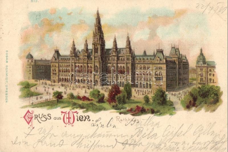 Vienna, Wien; Rathaus / town hall, litho