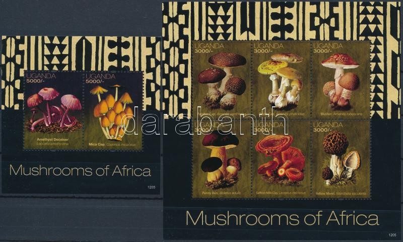 Mushrooms minisheet + block, Gombák kisív + blokk