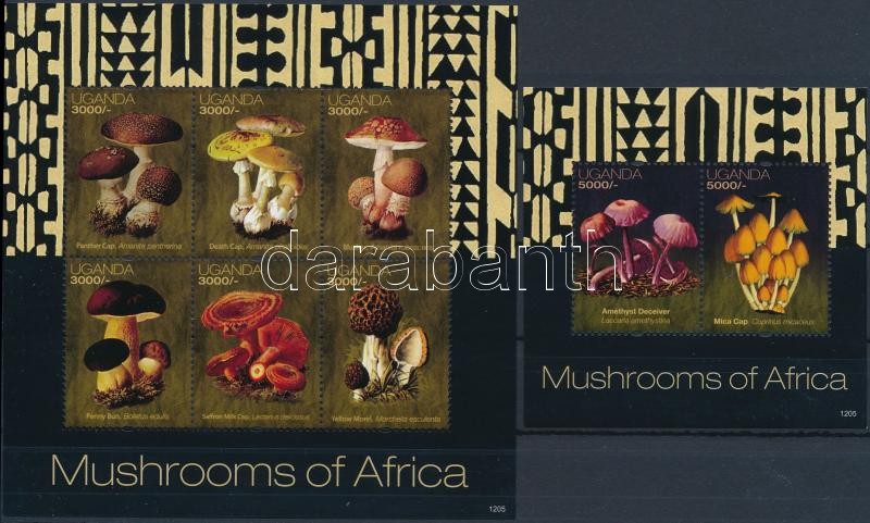 Mushrooms minisheet + block, Gombák kisív  + blokk