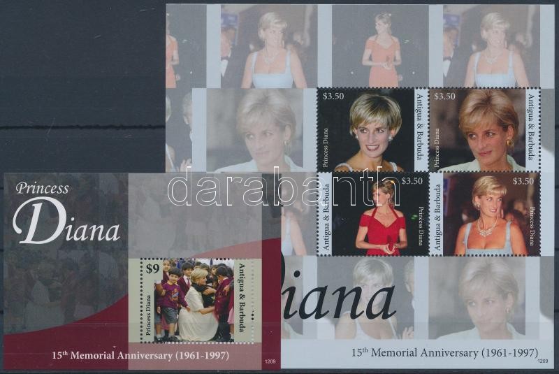 Diana hercegnő kisív  + blokk, Princess Diana minisheet + block