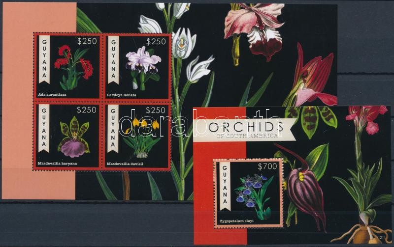 Orchidea kisív  + blokk, Orchids minisheet + block