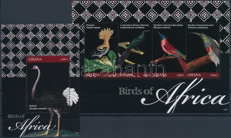 Afrikai madarak kisív + blokk, Birds of Africa  minisheet + block