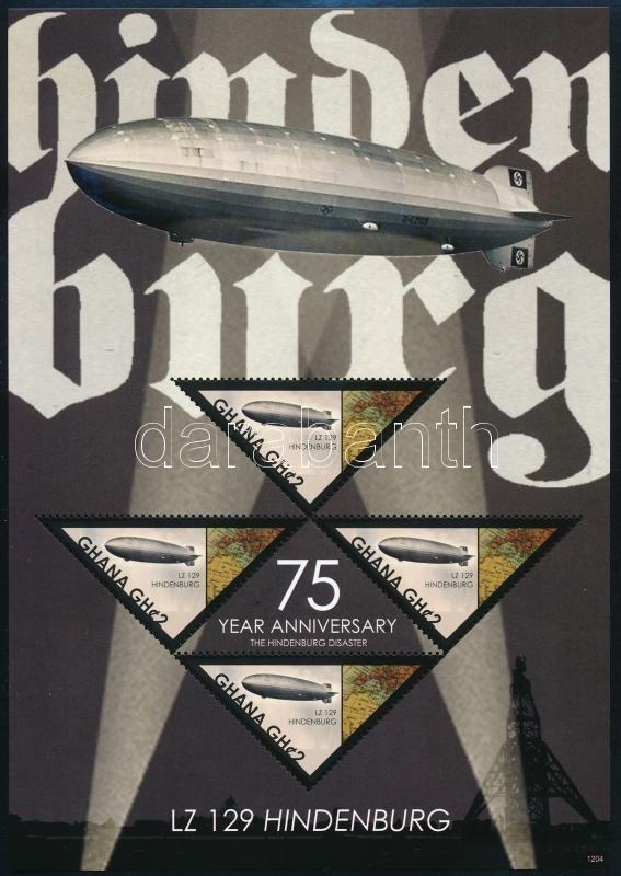 Hindenburg airship minisheet + block, Hindenburg léghajó kisív  + blokk