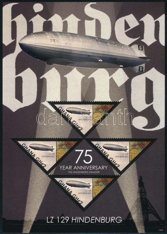 Hindenburg air ship minisheet + block, Hindenburg léghajó kisív + blokk