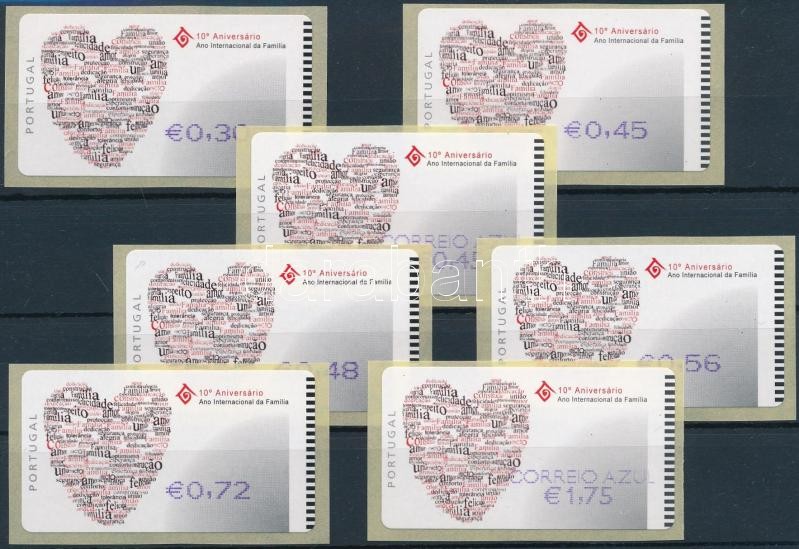 International Family automatic stamps 7 diff. face values, Nemzetközi család automata bélyeg 7 klf névértékben