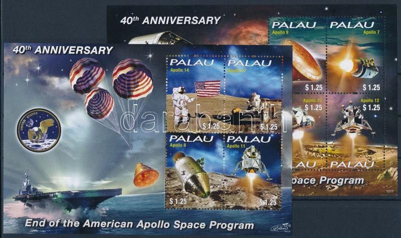 40th anniversary of the Apollo space program ends, 2 mini-sheets, 40 éve ért végett az amerikai Apolló űrprogram 2 kisív