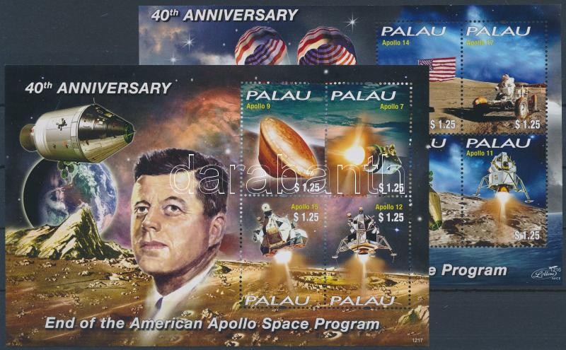 US Apollo Space Program 2 mini sheets, 40 éve ért végett az amerikai Apolló űrprogram 2 kisív