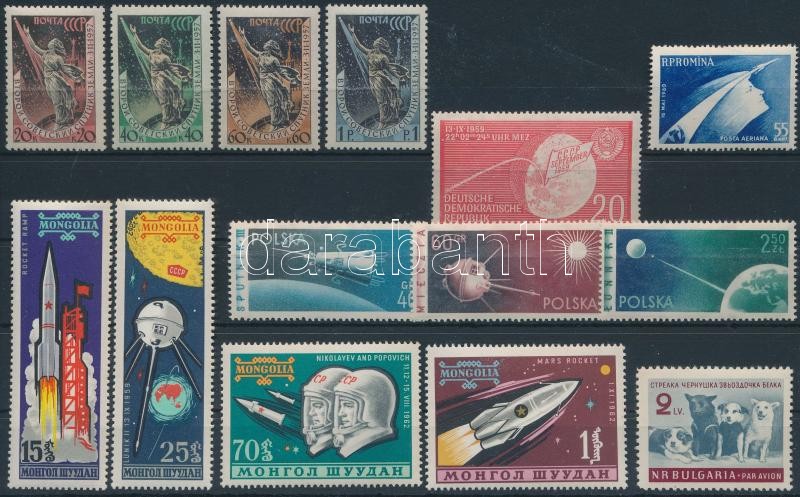 Space research 2 sets + 7 stamps, Űrkutatás motívum 2 db sor + 7 db önálló érték