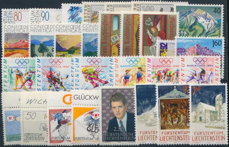 1991-1992 30 db klf bélyeg, közte teljes sorok stecklapon, 1991-1992 30 stamps