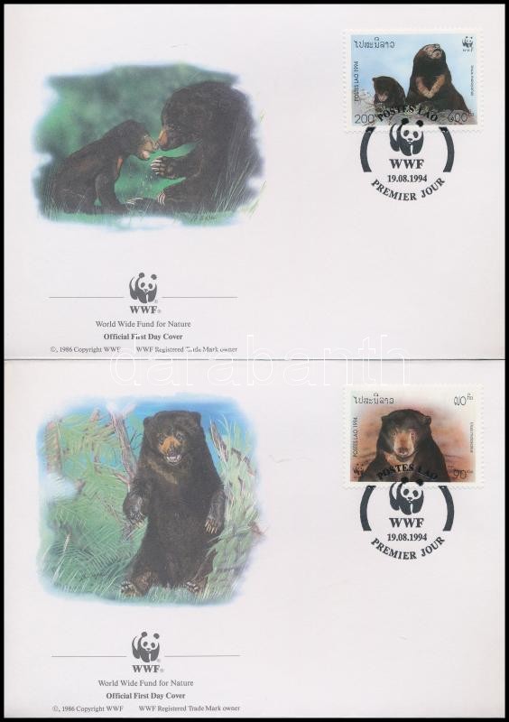 WWF: Sun bear set + 4 pcs on FDCs, WWF: Maláj medve sor + 4 db FDC-n