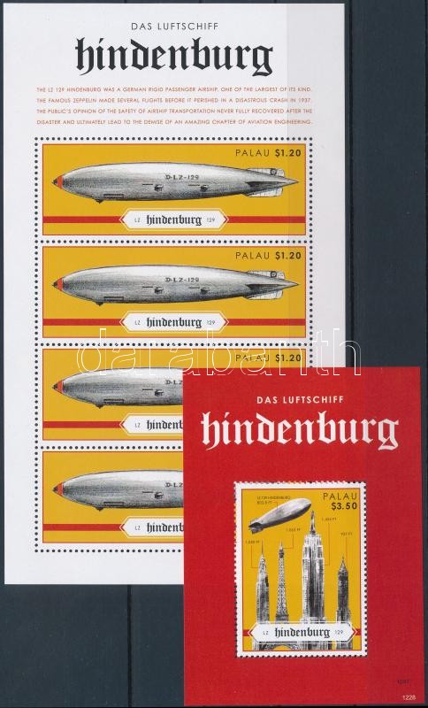 75th anniversary of the Hindenburg airship disaster minisheet + block, A Hindenburg léghajó katasztrófájának 75. évfordulója kisív + blokk