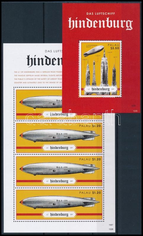 Hindenburg airship mini sheet + block, A Hindenburg léghajó katasztrófájának 75. évfordulója kisív + blokk