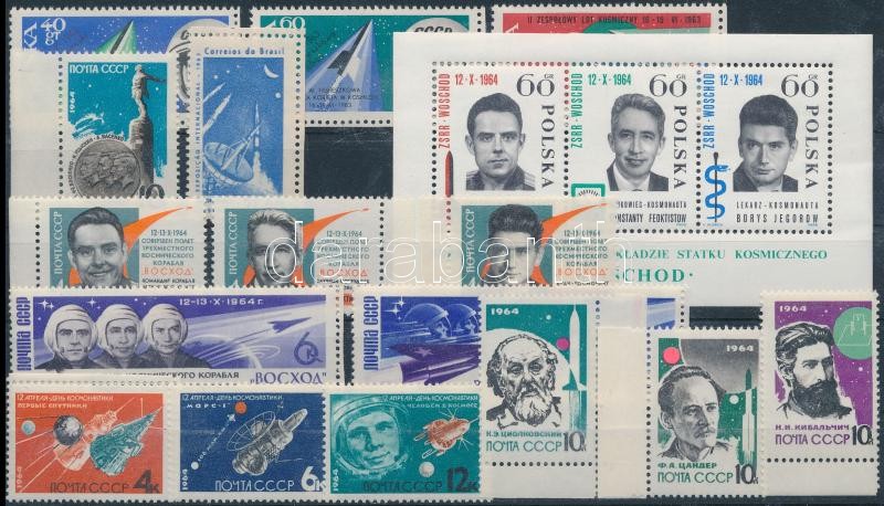 1963-1965 Space exploration motive 8 diff sets + 1 block + 3 stamps, 1963-1965 Űrkutatás motívum 8 klf sor + 1 blokk + 3 db önálló érték