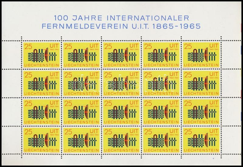 100 éves a Nemzetközi Távközlési Unió (ITU) kisív, Centenary of ITU mini sheet