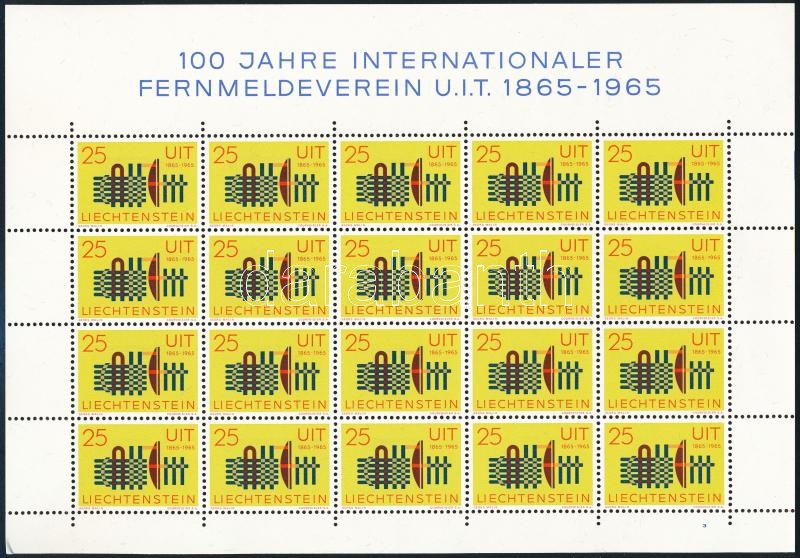 100th anniversary of the International Telecommunication Union (ITU) minisheet, 100 éves a Nemzetközi Távközlési Unió (ITU) kisív
