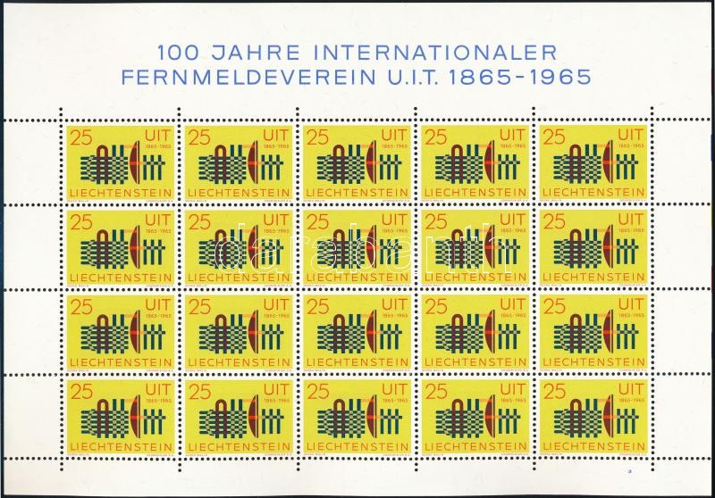 100 éves a Nemzetközi Távközlési Unió (ITU) kisív, 100th anniversary of International Telecommunication Union (ITU) minisheet