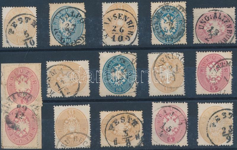 15 stamps with nice/ readable cancellation, 15 db bélyeg szép/olvasható bélyegzésekkel
