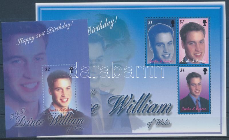 Vilmos herceg 21. születésnapja kisív + blokk, 21st birthday of Prince William minisheet + block