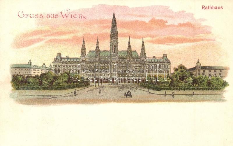 Vienna, Wien; Rathhaus / town hall. litho