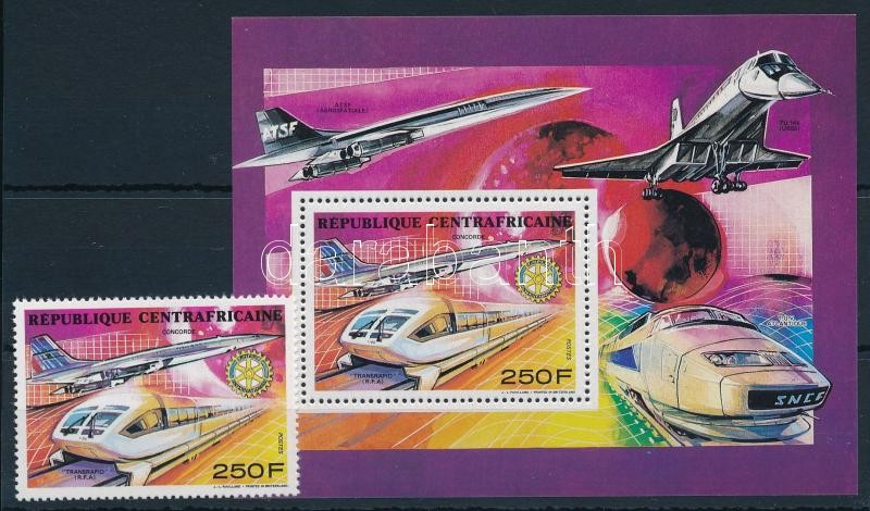 Concorde, vasút bélyeg + blokk, Concorde, railway stamp + block