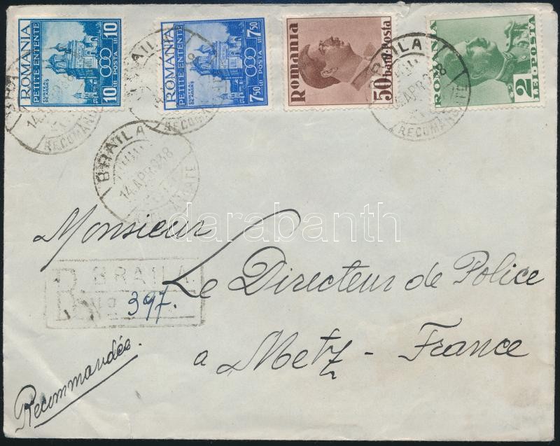 Registered cover to France, Ajánlott levél Franciaországba