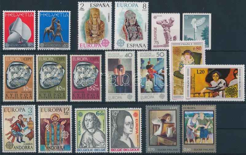 Europa CEPT 1974-1975 12 diff set, Europa CEPT motívum 1974-1975 12 db klf sor