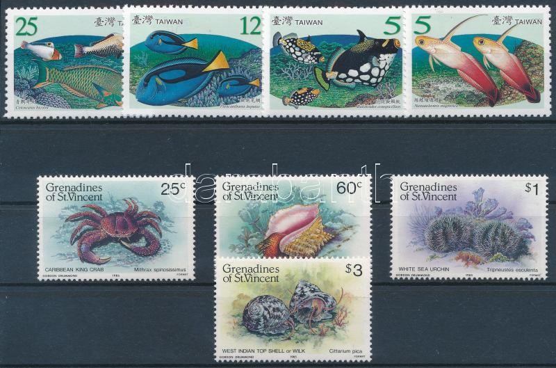 1965-2007 Állat: tengeri élőlények 2 sor + 3  blokk + 1 FDC, 1965-2007 Animals: sea animals 2 sets + 3 block + 1 FDC