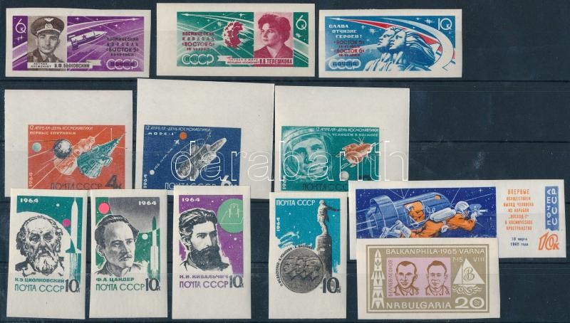 1963-1965 Space research 3 set + 3 stamp, 1963-1965 Űrkutatás motívum  3 db sor + 3 db bélyeg