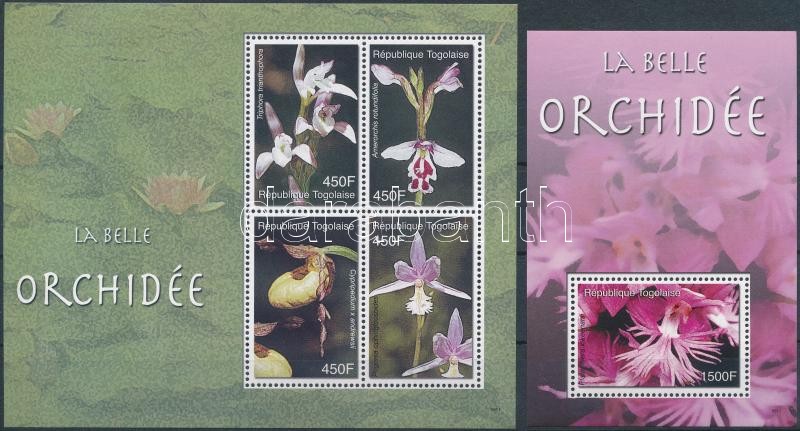 Orchideák kisív + blokk, Orchids minisheet + block