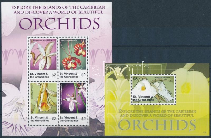 Orchideák kisív + blokk, Orchids minisheet + block