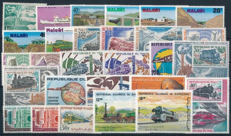 Train motif 1949-1986 5 diff sets + 16 diff stamps, Vonat motívum 1949-1986 5 klf sor + 16 klf önálló érték