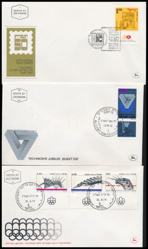 1970-1978 7 db klf tabos FDC, 1970-1978 7 diff. FDC-s with stamps with tab