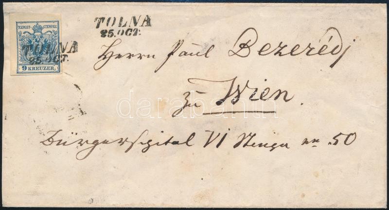 ~1855 9kr MP lerövidített levélen 