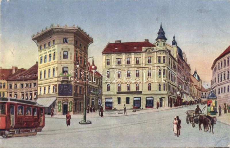 Ljubjana, Marthin trg. / square, tram