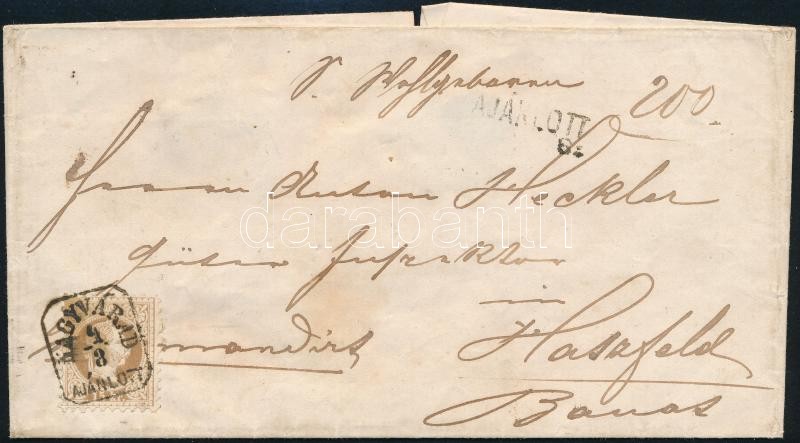 ~1870 15kr ajánlott levélen 