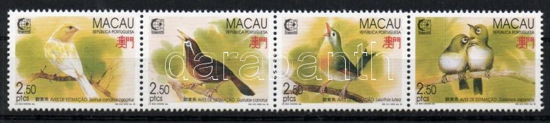 International stamp exhibition SINGAPORE: singing-birds stripe of 4, SINGAPORE´95 bélyegkiállítás: énekesmadarak négyescsík, Internationale Briefmarkenausstellung SINGAPORE: Singvögel Viererstreifen