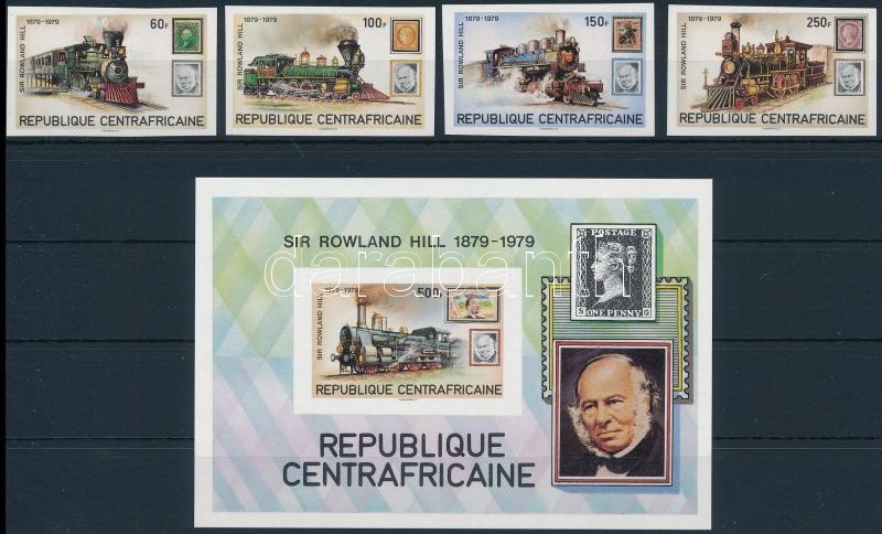 Rowland Hill imperforate set + block, Rowland Hill vágott sor + vágott blokk