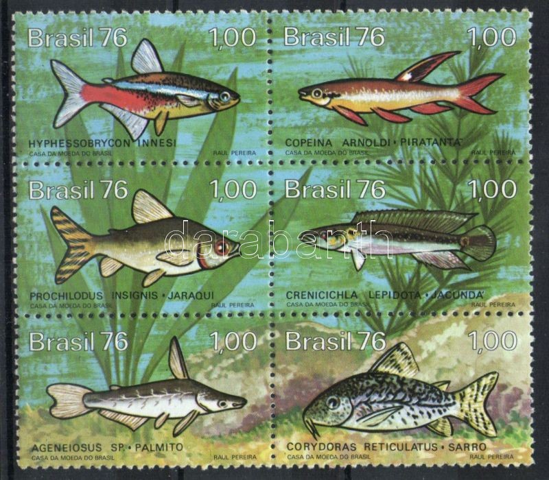 Fishes block of 6, Halak hatostömb, Fische Sechserblock