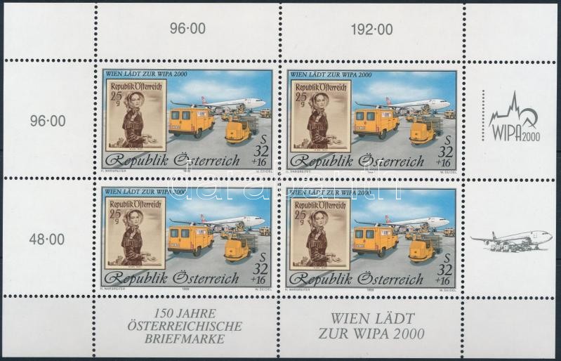 Nemzetközi bélyegkiállítás WIPA 2000, Bécs kisív, International stamp exhibition WIPA 2000, Vienna minisheet
