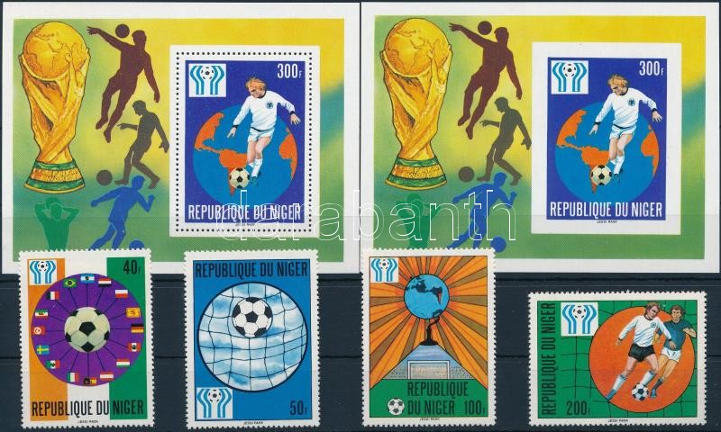 Labdarúgó világbajnokság sor + fogazott és vágott blokk, Football World Championship set + perforated &amp; imperforated block