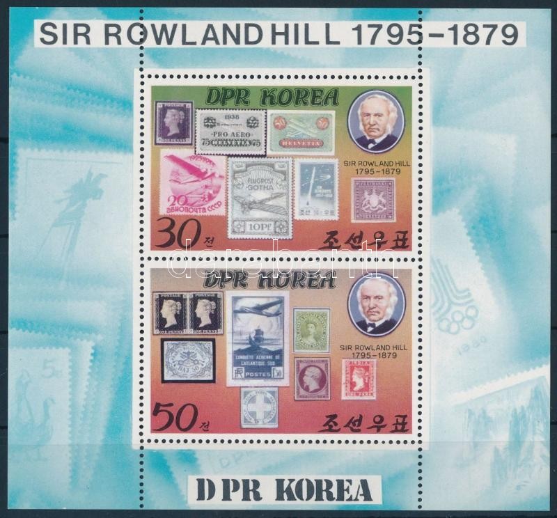 Rowland Hill's death centenary mini sheet, Rowland Hill halálának 100. évfordulója kisív