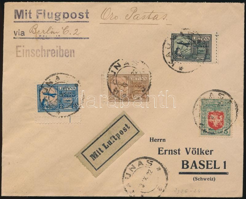 Airmail cover &quot;KAUNAS&quot; - Basel, Légiposta levél &quot;KAUNAS&quot; - Basel