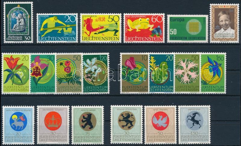 Liechtenstein 1969-1971 5 sets + 3 stamps, Liechtenstein 1969-1971 5 db klf sor + 3 bélyeg