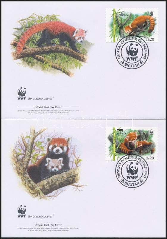 WWF: Red panda set 4 FDC, WWF: Vörös panda sor 4 db FDC-n