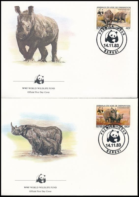 WWF Rhinos set 4 FDC, WWF Orrszarvúk sor 4 FDC