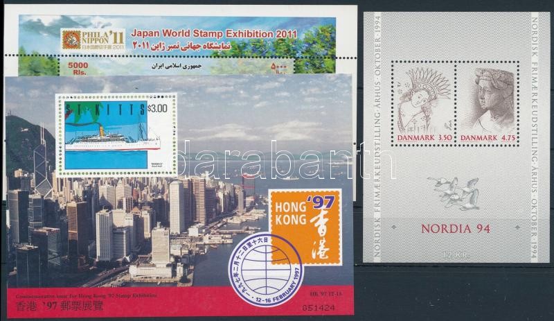 Bélyegkiállítás motívum 1992-2011 3 klf blokk, Stamp Exhibition 1992-2011 3 blocks