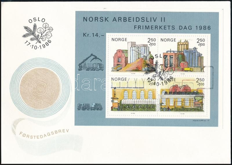 Stamp Day: The norwegian professional life block on FDC, Bélyegnap: A norvég szakmai élet blokk FDC-n