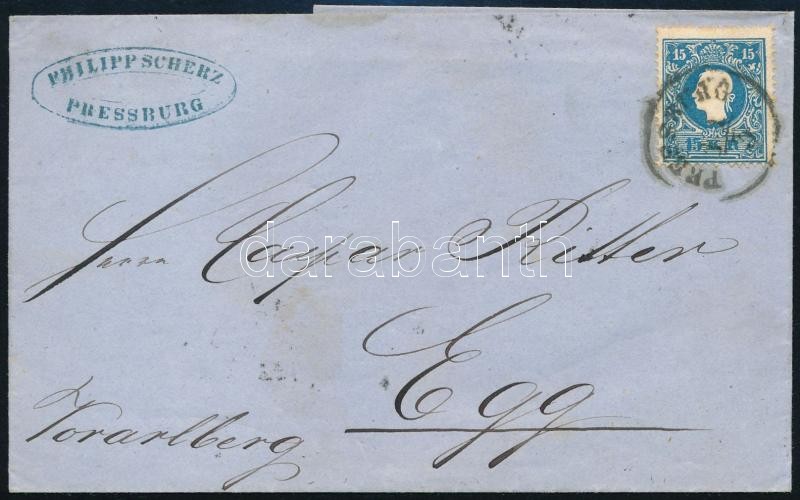 ~ 1860 15kr II levélen ,,PRESSBURG
