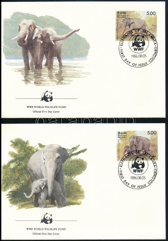 WWF: Ceyloni elefánt sor 4 db FDC-n, WWF: Asian elephant set on 4 FDC