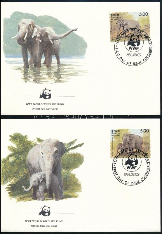 WWF: Asian elephant set on 4 FDC, WWF: Ceyloni elefánt sor 4 db FDC-n